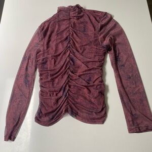 ZARA Women's Ruched Mesh Long Sleeve Top